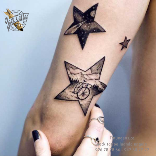 tatuagens de estrelas e bike