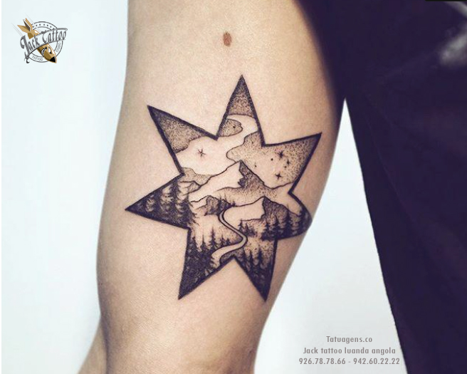 tattoo estrela paisagem pentagono